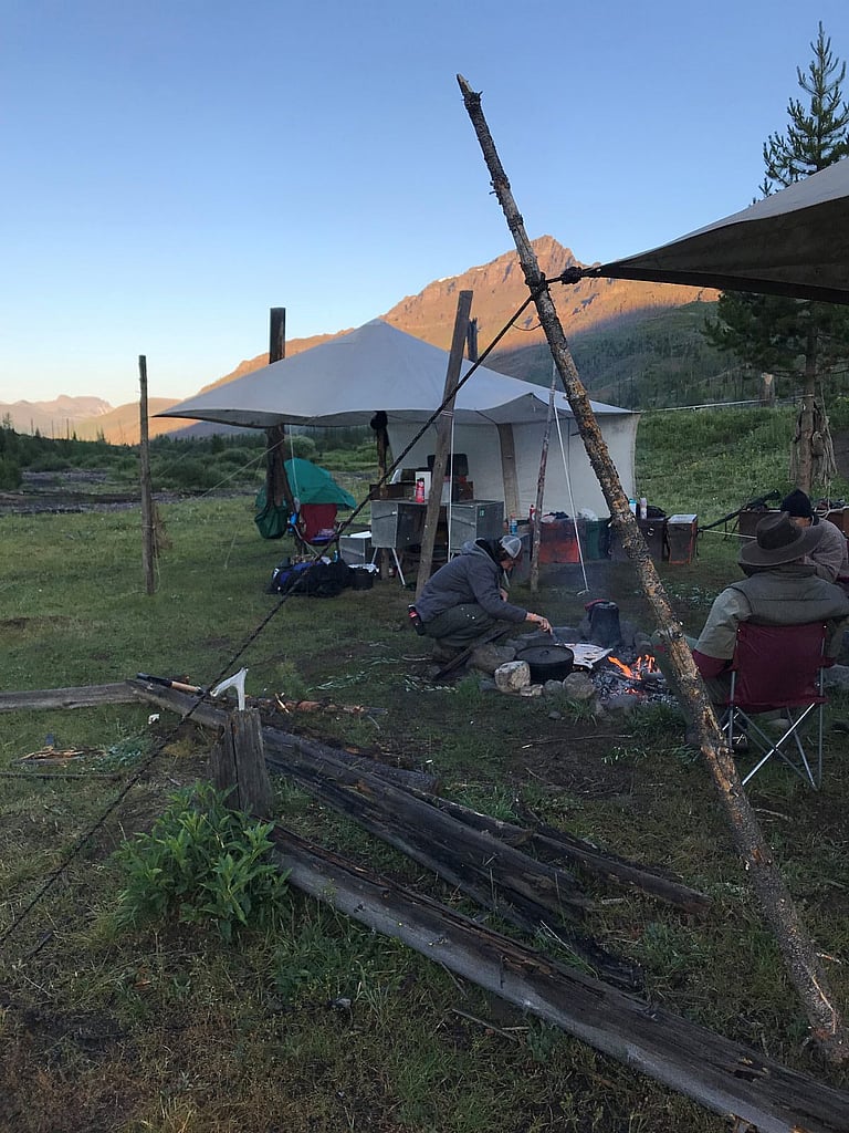 Pancakes for breakfast Camp Monaco North Fork Wyoming